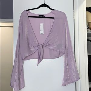 Silk front tie shirt